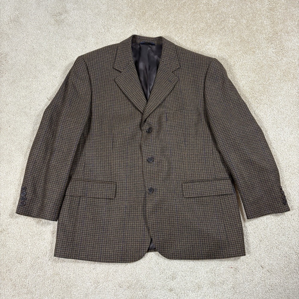 Brooks Brothers 346 Blazer Mens 44S Brown Houndstooth Wool Stretch Sport Coat